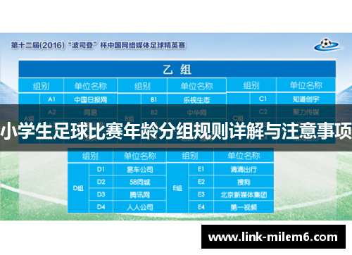 小学生足球比赛年龄分组规则详解与注意事项